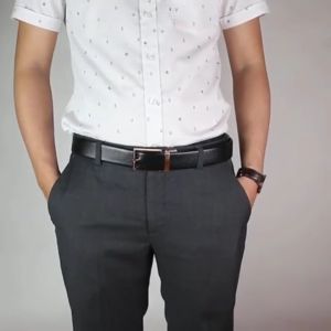DDây thắt lưng nam khóa kim mặt vàng mặt trắng dây da đen thời trang nam