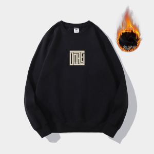 Luxury Trendy Fleece Lined Loose Casual Couple Sweatshirt Year of the Horse Chinese Zodiac Mens Autumn Winter New Style Streetwear