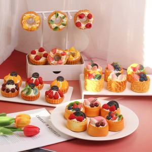 1PCS Strawberry Bread Tea Cake Model Dessert Table Decoration Food Sample Arrangement Refrigerator Magnet Prop