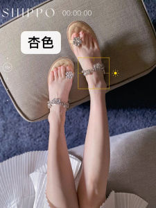 Original Summer Glitter Diamond Flower Toe-Post Sandals Womens Outdoor Beach Flat Shoes Comfortable Head Layer Pig Skin
