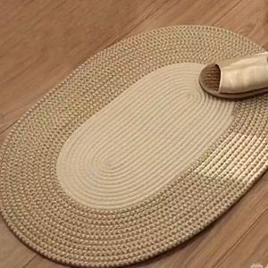 Nordic Minimalist Aesthetic Woven Rattan Decorative Color Block Room Rug