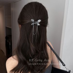 2025 New Butterfly Tassel High Ponytail Hair Clip Womens Popular INS Half up Shark Clamp Small Audience High Headwear