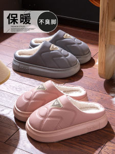 กันน้ํา ผ้าฝ้าย รองเท้าแตะ ผู้หญิง ฤดูใบไม้ร่วง ฤดูหนาว บ้านใหม่ในร่ม อุ่น ผ้าขนแกะ คู่ กันลื่น รองเท้าแตะก้นหนา