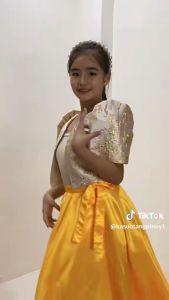 YELLOW BROCADE BOLERO FILIPINIANA AND SKIRT FOR KIDS