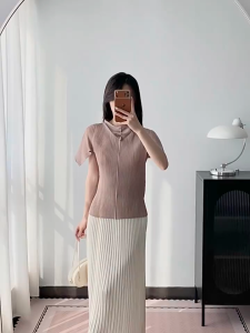 KESHANGYII Womens Summer Pleated Halter Neck Top Issey Style Cape Sleeve Back Button Tie Belt Slim Fit Shirt New