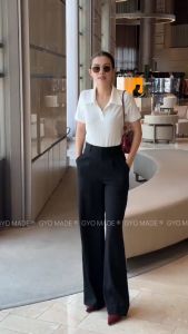 Áo polo nữ trắng trơn GYOMADE® chất liệu thun len vân gỗ mềm mịn thoáng mát | GA041C