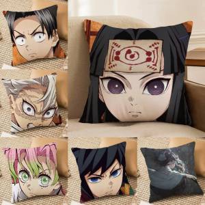 Bandai | Demon Slayer Douma Upper Moon Anime Plush Pillow Cover Soft Short Plush Cushion Cover For Sofa Bedroom Home Decor Gift
