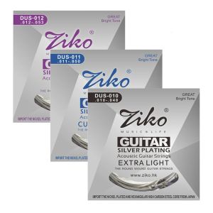 Ziko DUS Series 1 Set of Acoustic Guitar Strings Hexagonal Core Silver Plating Winding 010-048/011-050/012-053 Inch