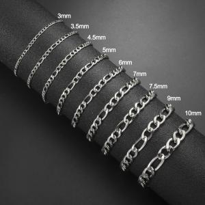 Punk Cuban Chain 3-10mm Wide Minimalist Bracelet Men Women Stainless Steel Gold Color Basic Hip Hop Figaro Chain Jewelry Gift