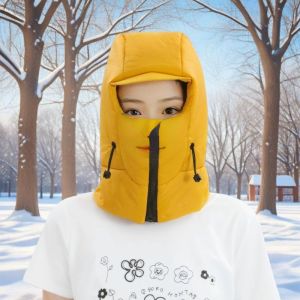 Warm Winter down Cotton Hat Mens Lei Feng Style Outdoor Bicycle Electric Vehicle Windproof Coldproof Hat for Cycling And Travel