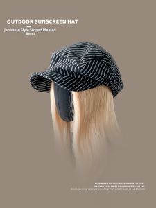 WEIAI | Vintage Striped Cotton Linen Beret Newsboy Hat