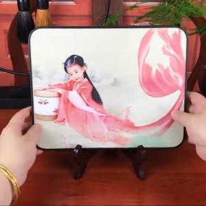 Multifunctional Easel Mahogany Finish Display Stand Plate Holder Picture Frame Folding