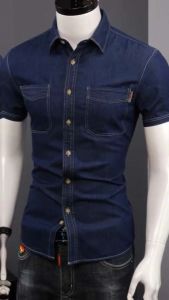 Áo sơ mi cộc nam giả bò chất liệu Polyester phong cách thể thao slim filt trẻ trung năng đông co giãn 4 chiều tạo cảm giác thoải mái cho người mặc mã n48