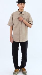 Coop Design - Darius Kemeja Outdoor Safari Tactical Workshirt Baby Canvas Lengan Pendek Pria