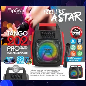 Vinnfier FlipGear Tango 202 PRO BTRM TWS Wireless Portable Bluetooth Speaker with Wireless Mic Super FM Radio ECHO (random color)