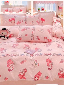 Sanrio My Melody Super Soft Cotton Bedsheet🛏Machine Washable Skin Friendly Cartoon Bedsheet Set
