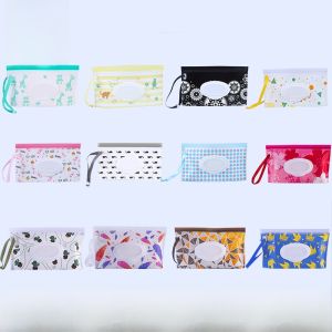EVA Makeup Bag Wet Wipes Hanging Zipper Baby Tissue Cover Drawstring Closure Household Storage Organizer Cartoon Style Plastic