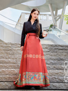 Red Hanfu Wedding Dress Original Design Love Strange Phoenix Wears Peony High Waist A-Line Skirt for Women Festive Celebration