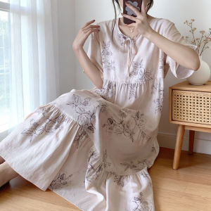 KASIHAN | Summer Large Size Short Sleeve Loose Mid-Length Outwear-Suitable Nightgown