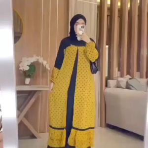 lena maxi ceruty bebydoll rompi / gamis syarii rompi salur terbaru/ gamis ceruty bebydoll susun