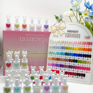 【Ready to send】58 colors free color chart base top gel color 15ml. Sansu 3.0 model MACARON bow cap gel color.