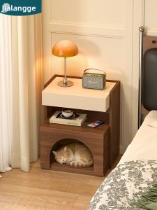 JIALANGE | Solid Wood Multifunctional Cat Bed Side Table Small
