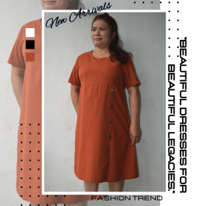 Sunset Simplicity High Waist Casual Cotton Linen A-Line Dress with Side Buttons (one size only)