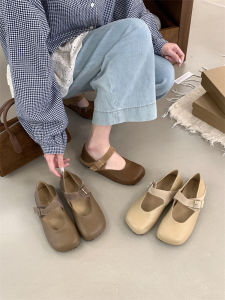 Elevated Mary Jane Flat Shoes Womens Grandmother Style Summer French Elegance Evening Shoes Sweet Low Heel Glue Adhesive Rubber Sole