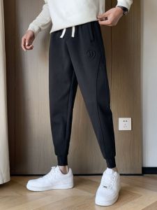 Quần Thể Thao Nam Dáng Rộng Màu Đen Mùa Xuân Thu Quần Dài Thường Ngày Cạp Vừa Chất Liệu Polyester Cotton Spandex Trang Phục Công Sở