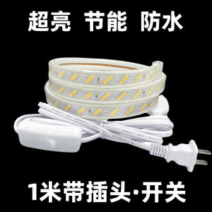 Hao Xiangdeng LED Strip Light พร้อมปลั๊กสวิทช์ 220V กันน้ํา Super Bright ประหยัดพลังงานสําหรับตกแต่งบ้านห้องนั่งเล่นเพดานพื้นหลังข้างเตียง