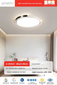 smeou | Round LED Minimalist Romantic Bedroom Ceiling Light
