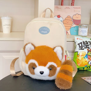 Cute Cartoon Raccoon Backpack Fresh Style Student Bookbag Doll Children High Aesthetic Dual Shoulder Small Backpack