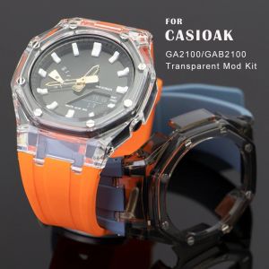 Transparent Mod Kit Rubber Strap Case Adapter for g shock GA2100 GAB2100 Rubber Band for 2100 Replacement Strap