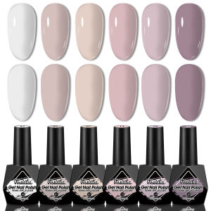 Pink Gel Nail Polish Set - 6pcs All Season Gel Nail Polish Set UV Gel Polish Hypoallergenic Shimmery Finish - Suitable for Na