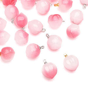 5ชิ้น13x1 7Mm แก้วคริสตัลจี้สีชมพูลูกพีชเสน่ห์ลูกปัดสำหรับต่างหูสร้อยคอสร้อยข้อมือเครื่องประดับทำเครื่องเพชร DIY