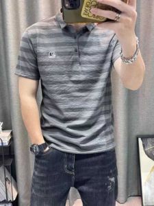 Summer New Mens Polo Shirt Stripe Short Sleeve Ice Silk Linen Cotton Linen Half Sleeve Youth Fashion Urban Style Business Shirt