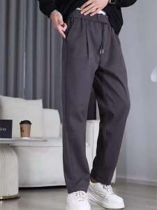 กางเกงขายาวทรงตรงผู้ชาย ทรงหลวม น้ำหนักเบา ยืดหยุ่นสบาย กางเกงขายาวทรงตรงขากว้างสำหรับฤดูใบไม้ร่วงและฤดูหนาว