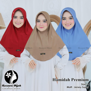 HAMIDAH Premium L - KASUARI hijab style - ber Label & ber Akrilik /Bergo jersy/ Hijab instan/ bergo hamidah