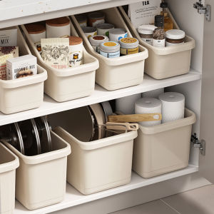 Kitchen Japanese-Style Cupboard Kitchenware Pot Storage Basket with Pulley Sink Oblique Storage Box Sundries Storage Box