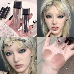 Punk Gothic ลิปสติก Matte Velvet Lip Glaze Dark สีน้ําตาล Lip GLOSS กันน้ํา Nude BASE Lip Tint โคลนเกาหลีแต่งหน้าเครื่องสําอาง