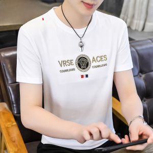 HENGYUANXIANG | Áo thun nam tay ngắn mùa hè Ice Silk Cool Feeling cổ tròn phong cách Hàn Quốc thời trang mới 2025 Áo thun cotton polyester chống nhăn