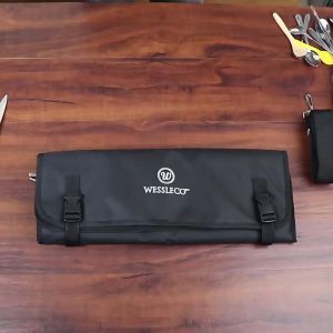 8 Slots Fabric Chef Roll Bag Oxford Cloth Multifunctional Chef Knife Bag Toolkit Chef Bag Knife Bag Cooking Carry Case