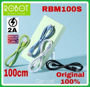Kabel Casan Kabel Data ROBOT RBM100S 2A Fast Charging Micro USB 100cm Harga itu per 1 pcs ya (1 toples isi 20pc)