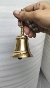 Church Hand Bell - Solid Brass Altar Bell for Mass Prayer and Liturgical Ceremonies (4-1/4" Height 2" Diameter) | Clear & Resonant Sound
