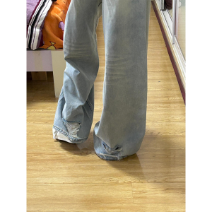 กางเกงยีนส์ทรงหลวมสไตล์อเมริกันสำหรับผู้หญิง กางเกงขายาวทรงขากว้าง ทรงหลวม ทรงขากระบอกเล็ก ทรงหลวม กางเกงยีนส์ทรงขากระบอกเล็ก