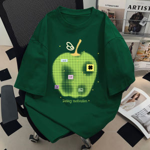 Áo Thun Cotton Nam Tay Ngắn in Hình Quả Táo Thường Ngày Cỡ Lớn Chất Lượng Hàng Đầu Thời Trang Mùa Hè 2025