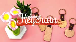 PROPRINTZ 10pcs Wooden Keychain with Leather for Laser Engraving