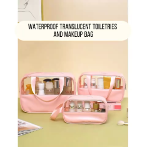 Upgraded thicker waterproof Travel Wash bag Cosmetic bag Large Capacity PVC Transparent Beach Toiletry Pouch organizer