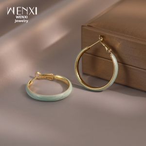 WENXI | Elegant Blue Large Hoop Earrings