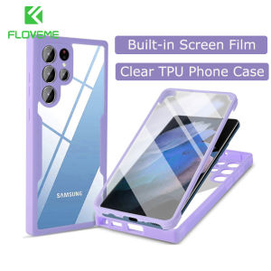 FLOVEME With Screen Protector Phone Case For Samsung Galaxy S23 S22 S21 Ultra Plus Clear Lens Protection Full Protection TPU Shockproof Back Cover For Samsung S23 S22 S21